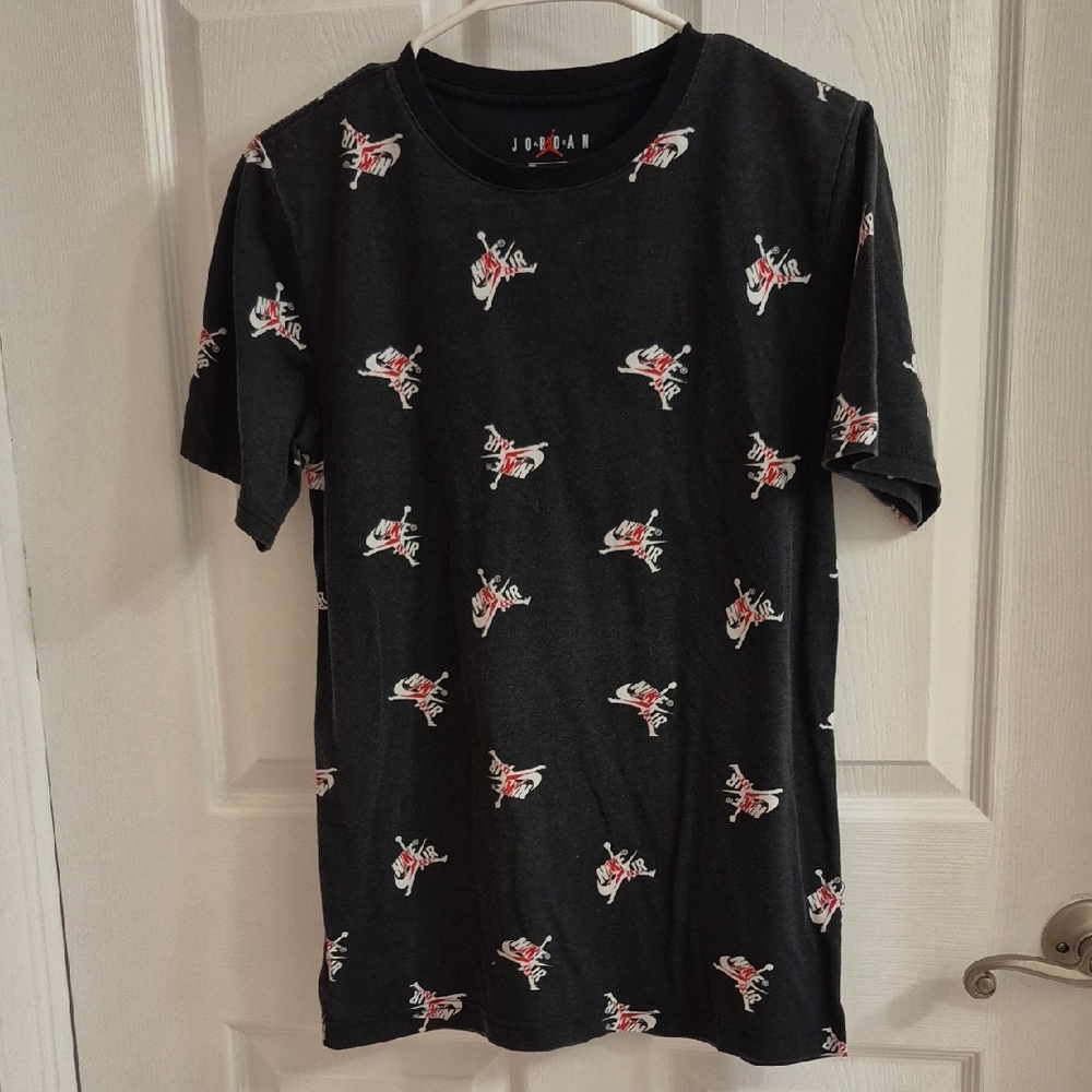 Jordan Black T-Shirt with Red and White Graphics